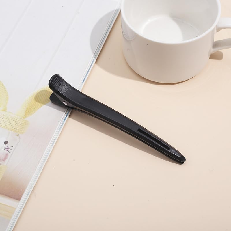 CJESLNA Hair Clips 12Pcs Black Durability Big Bite Duckbill Alligator Clip Barrettes Set Professional Plastic Hair Clips for Easy Styling and Sectioning image number 4