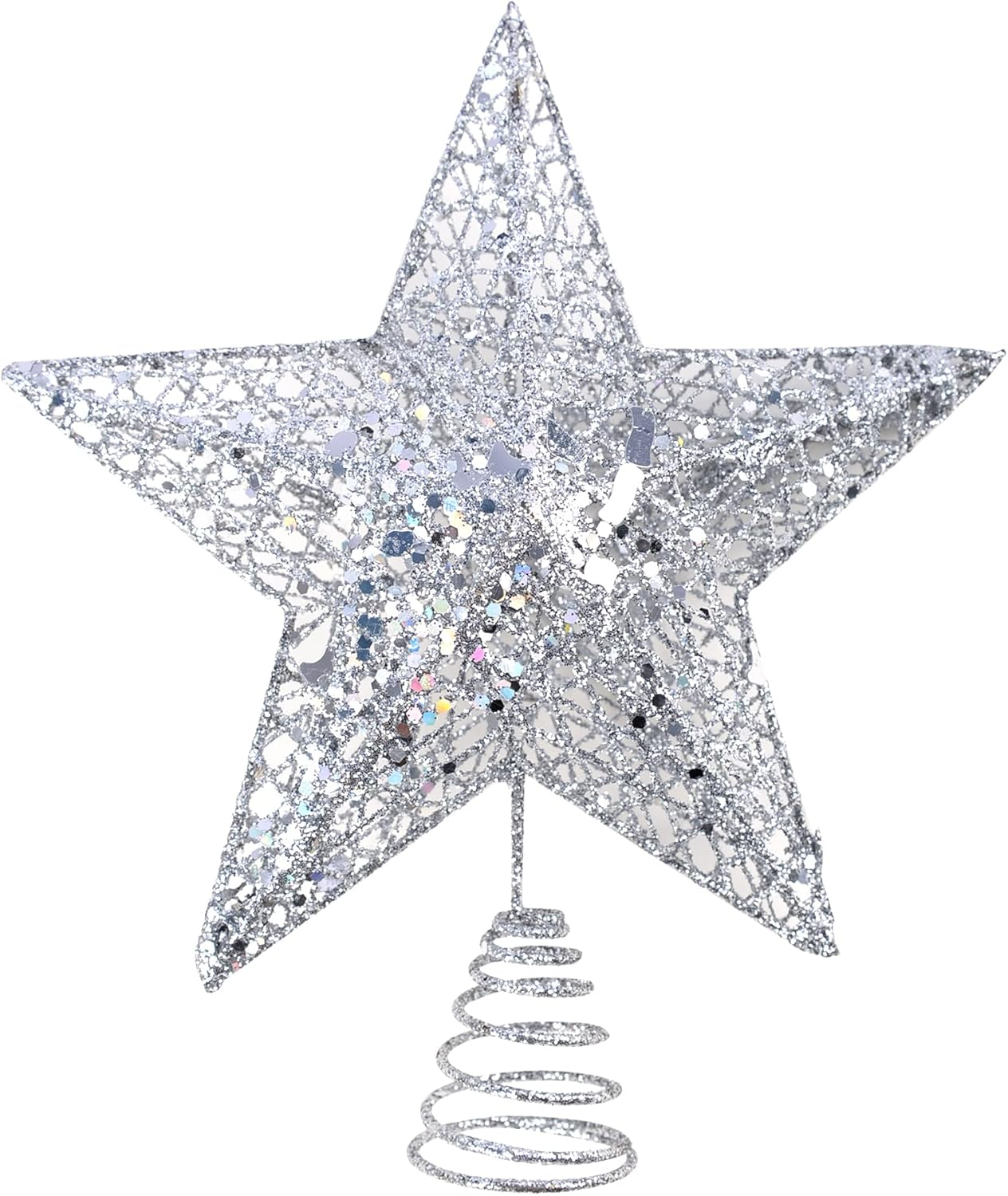 Silver Star Christmas Tree Topper Star for Christmas Tree Metal Xmas Tree Topper for Christmas Decorations Ornaments H 20Cm/8Inch W 15Cm/6Inch - Purple image number 4