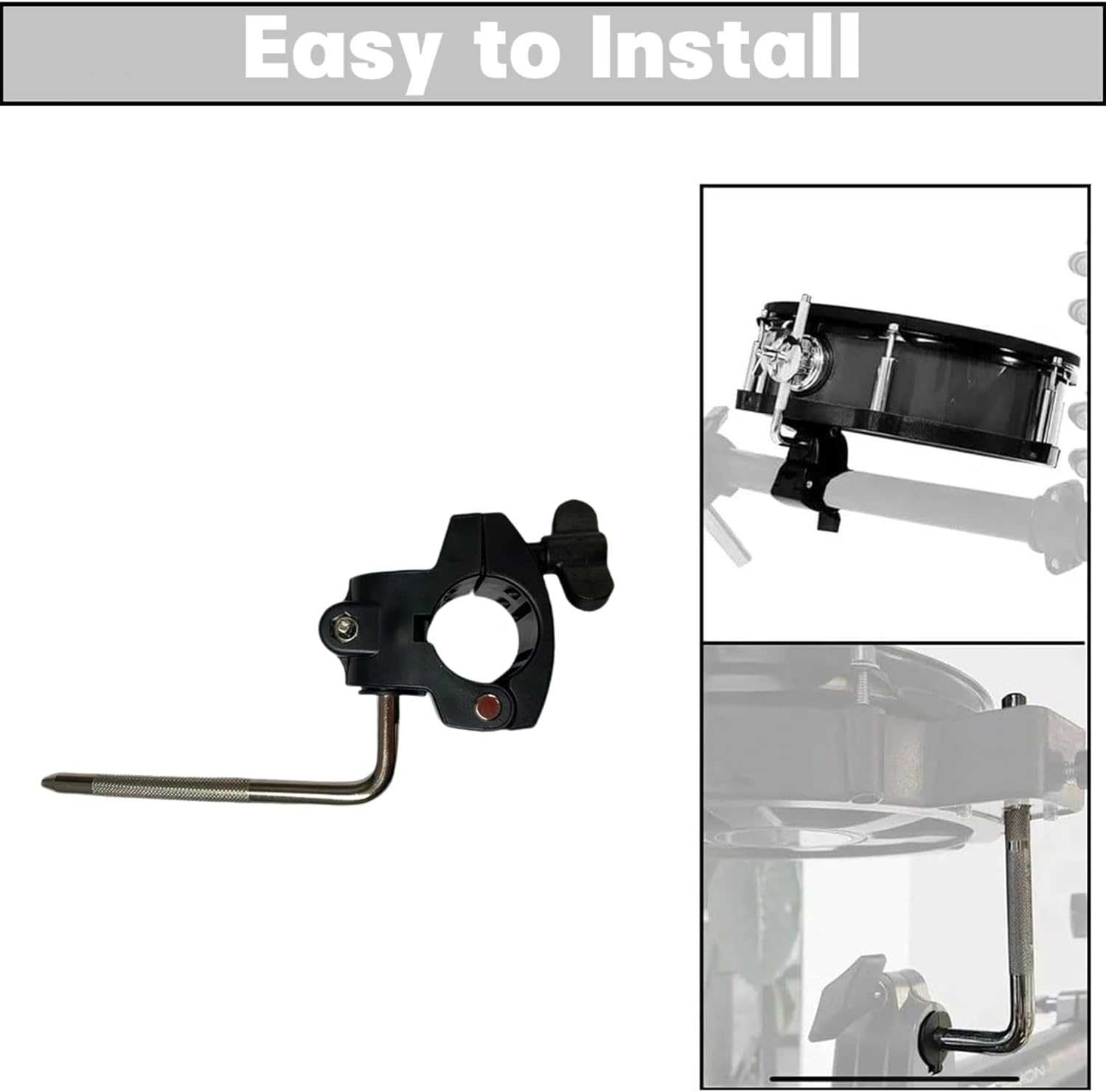 Electronic Drum Stand Clamp with L-Bar,Drum Rack Mounting Clamp,Drum Rack Tube Clip Holder Bracket for Electronic Drum Kit,Drum Frame Assembly,Retaining Clip,Electric Drum Accessory Frames image number 3