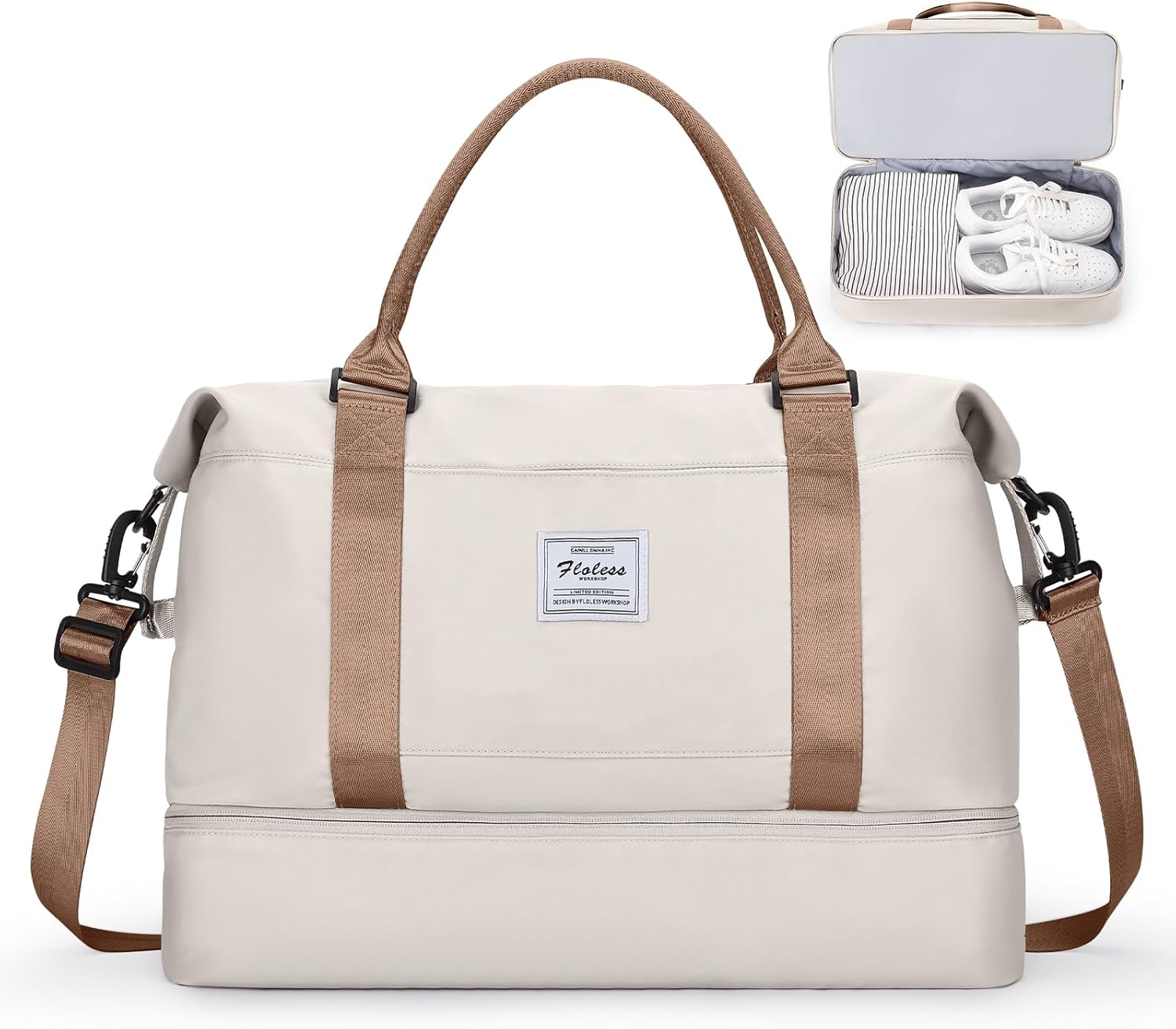 Pakembl Weekender Bags for Women,Travel Duffle Bags with Shoes Compartment,Overnight Travel Bag with Wet Pocket,Gym Tote Bag B01