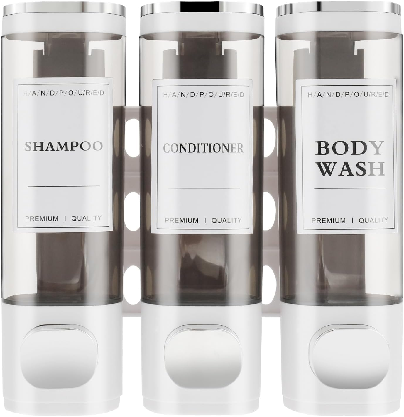 Shower Soap Dispenser, Shampoo Dispenser, Shampoo and Conditioner Dispenser Easy to Install Versatile Shampoo Dispenser Wall Mounted for Bathroom (White) - Black image number 3