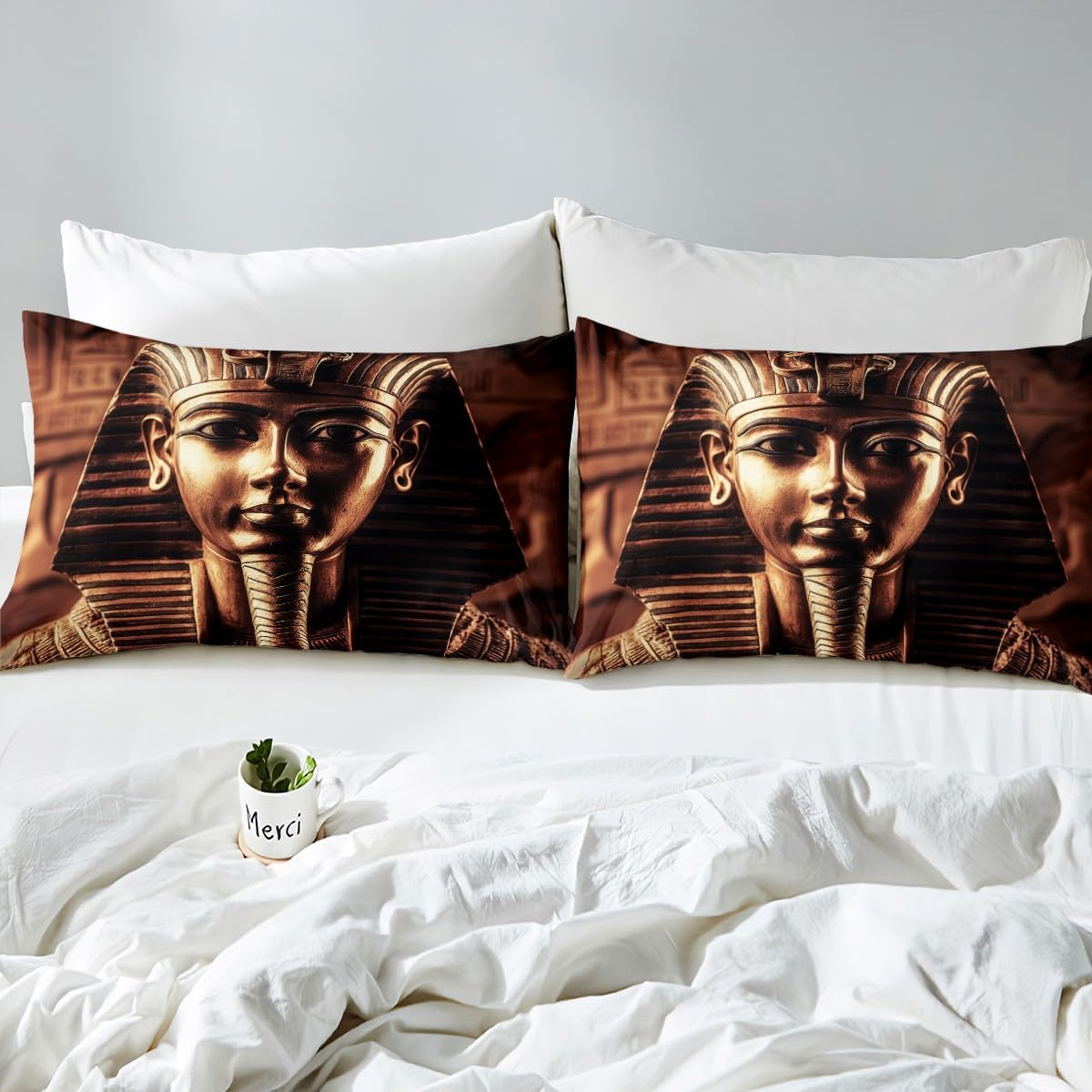 Erosebridal Pharaoh Bedding Sets, King Size 3D Ancient Egypt Tribe Decor Comforter Cover Set for Adult Women Boys Bedroom Home Decor, Egyptian Pyramids Exotic Style Duvet Cover, No Filling Inside
