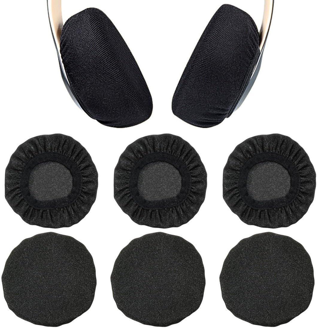 Pack of 6 Headphone Ear Pads, Stretchy Washable Headphone Covers, Headphone Ear Covers Made of Flexible Fabric, Headset Ear Pads, Sweat Protection for Gym, Gaming (White)