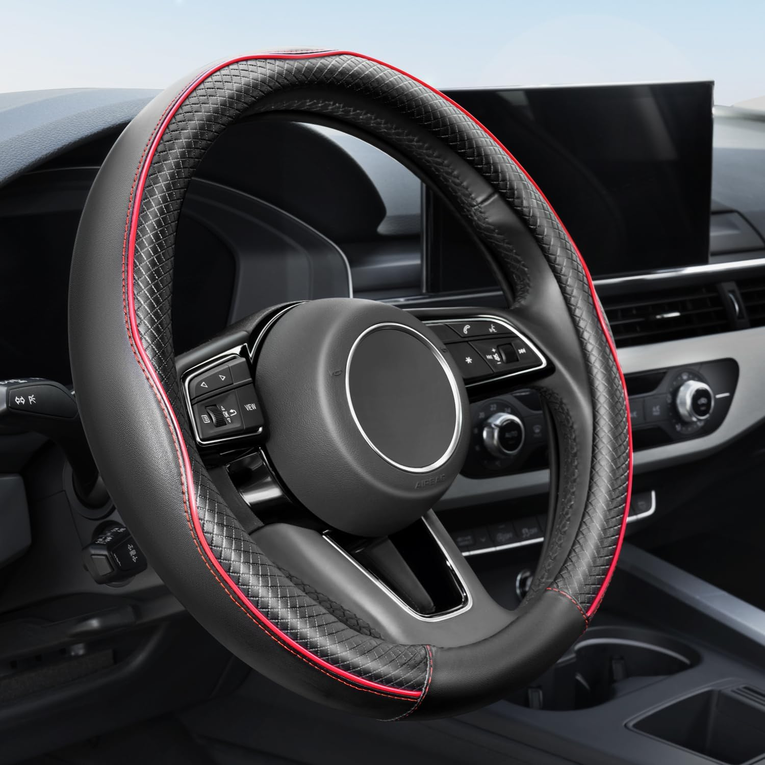 YHONGJT Soft Cute Light Pink Microfiber Leather Anti-Slip Steering Wheel Cover, Universal 15 Inch for Women Girls, Fit Vehicles, Sedans, Suvs, Vans, Trucks