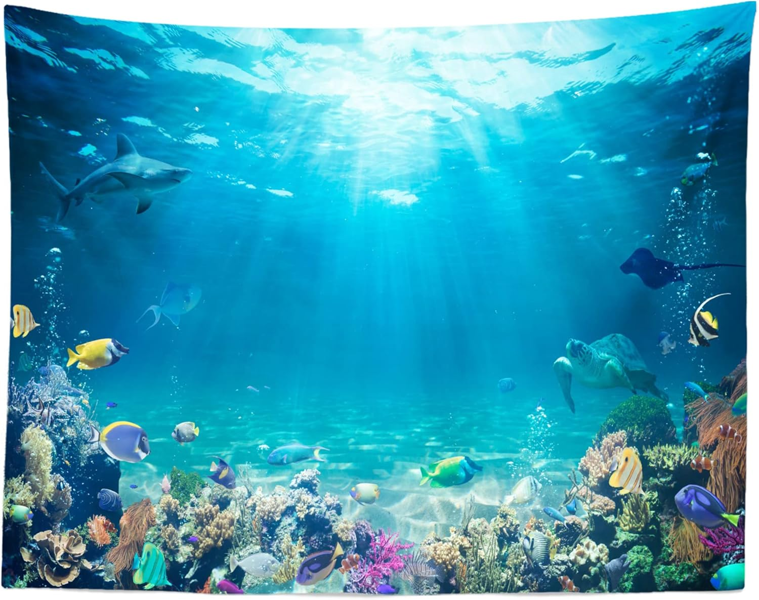 Loccor Underwater World Tapestry Blue Ocean Wall Hanging under the Sea Coral Reef Wall Tapestry 118X78 Inches Tropical Fish Tank Undersea Tapestries Marine Wall Art for Bedroom Living Room Dorm Decor