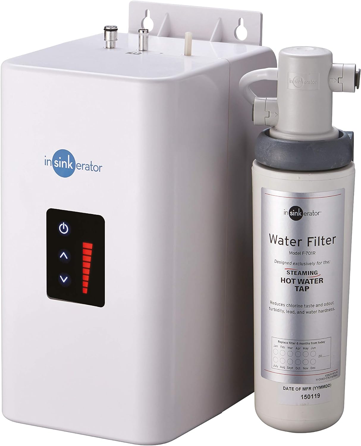 Insinkerator Hot Water Tank and Filter - Model 44681 and 45096 - Neotank with Electronic Adjustable Digital Thermostat and Hot Water Filter, Compatible with Instant Hot Water Taps - 2.5 Litres - White