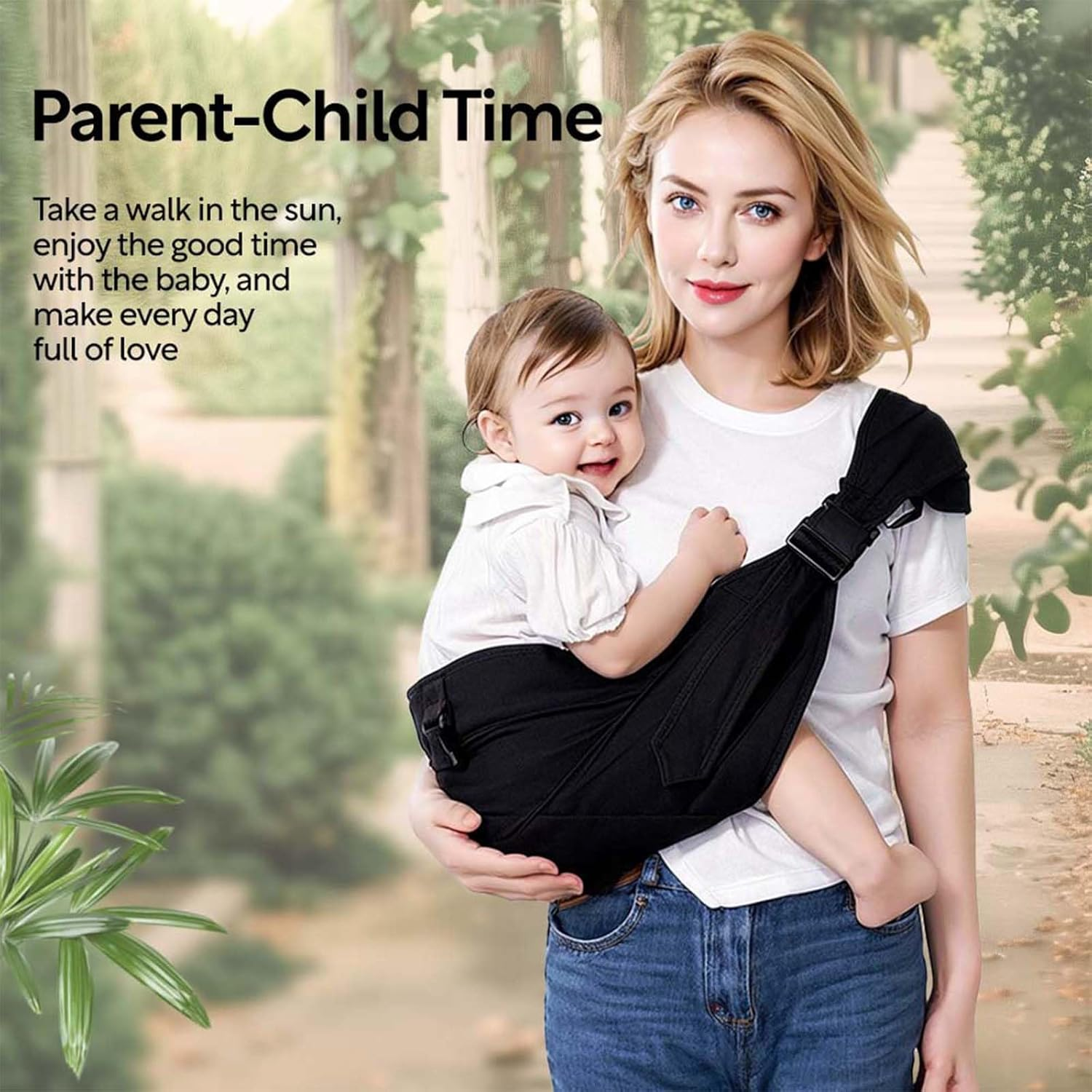 JOYNCLEON Baby Sling Carrier Toddler Carrier Boys Girls Newborn to Toddler Essentials Safety Non-Slip Baby Half Wrapped Sling Hip Holderr Black image number 2