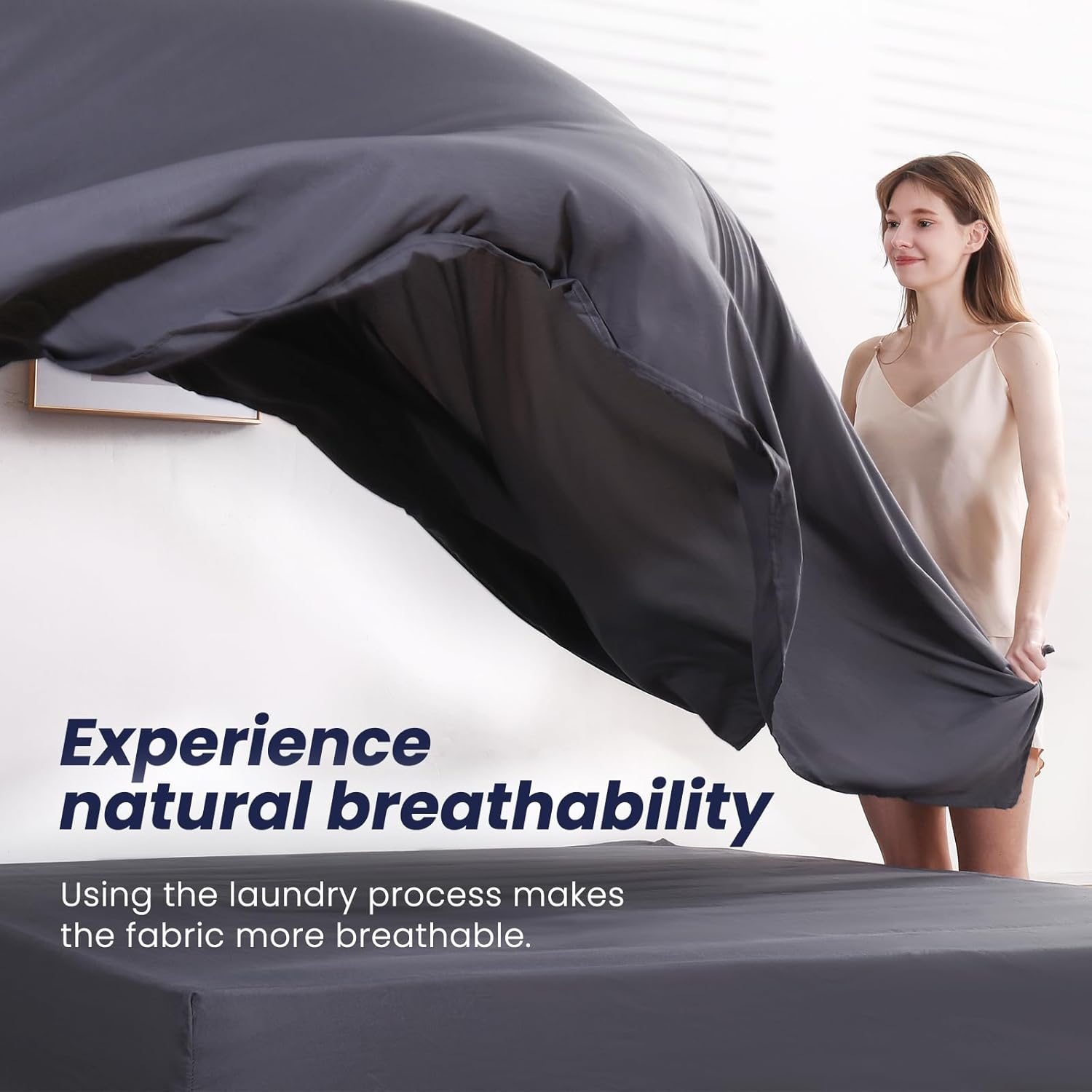 Elegear Bedding Queen Sheet Set &ndash; 4 Piece Bed Sheets for Queen Size Bed, Soft and Breathable Microfiber, Includes 1 Fitted Sheet, 1 Flat Sheet and 2 Pillowcases (Dark Grey) image number 4