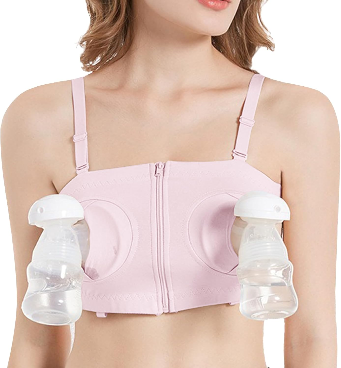Dress Cici Padded Full Coverage Nursing Bra & Non Padded Zip Pumping Bras with Square Back & Adjustable Hook and Eye, 2 PCS image number 5