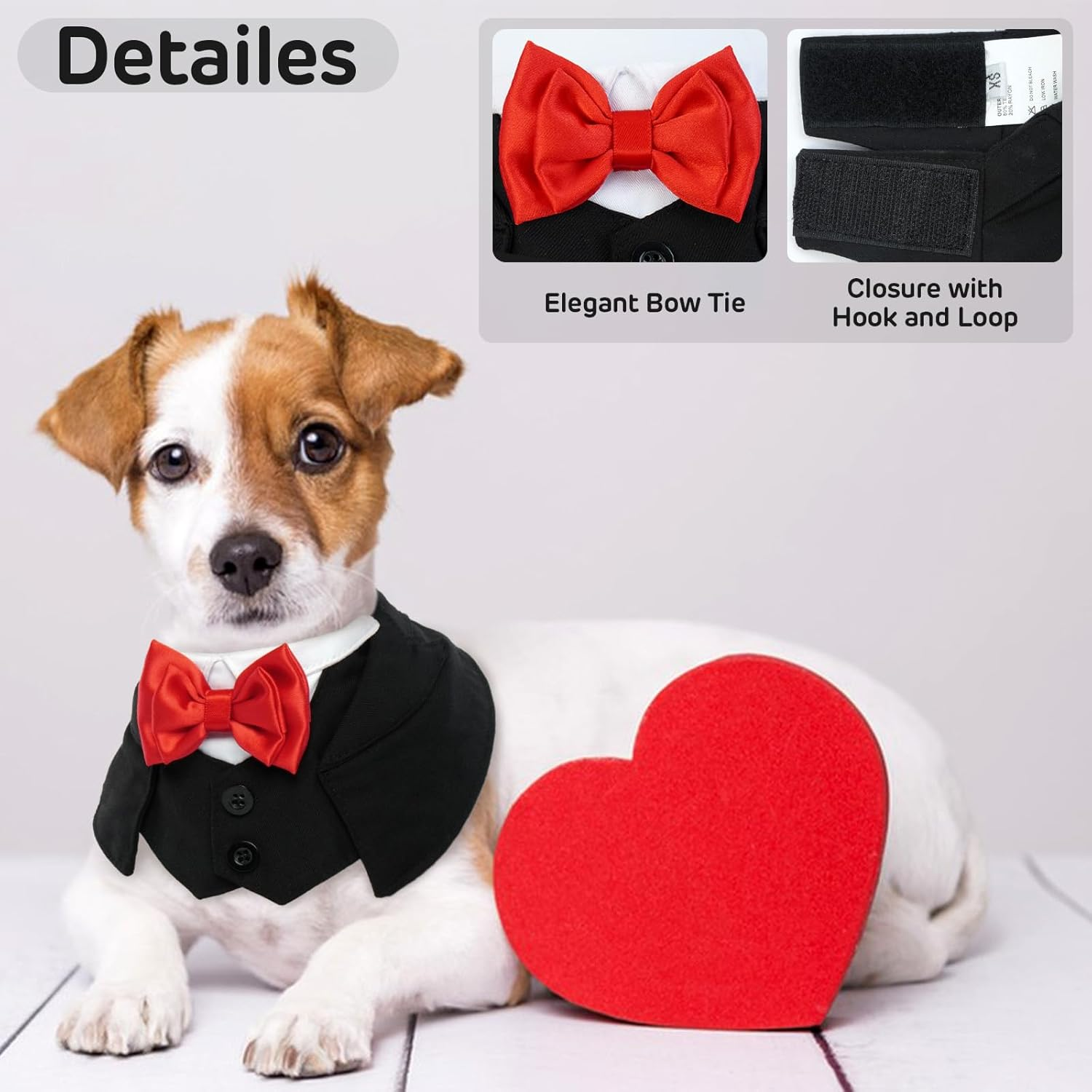 Dog Bandana, Dog Bandana Christmas Dog Bow Tie Bandana Dog Large Dog Suit Wedding Dog Tuxedo Bandana (Black, L) image number 1