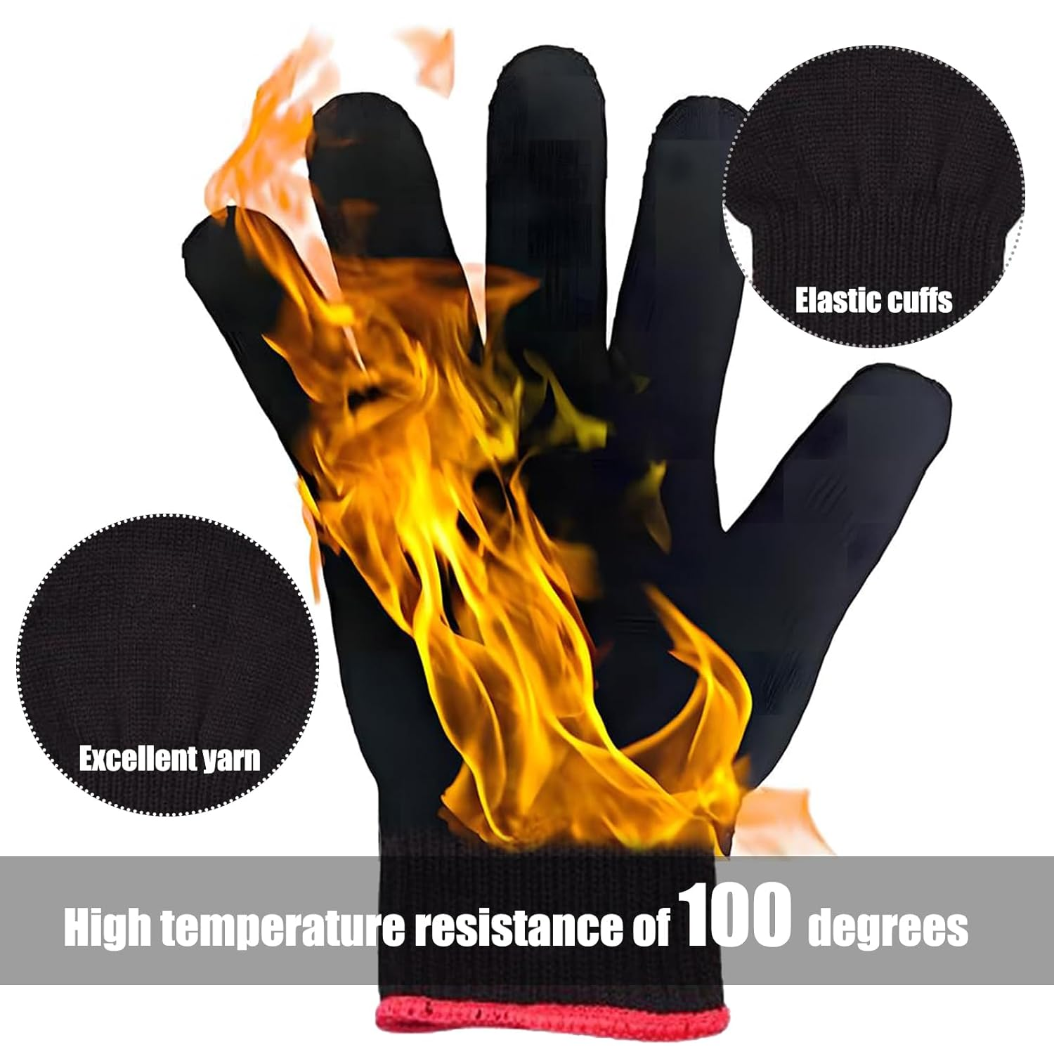 ZXCHOME Pack of 2 Heat Resistant Gloves, Heat Protection Glove Curling Iron Soft Heat Protection Gloves Curling Iron for Heat Straighteners Gloves Hair Tools (Black) image number 1