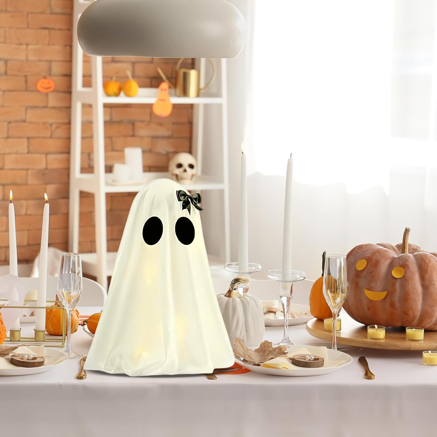 Ghost Light - Tabletop Light up Ghost,Battery Operated LED Lamp Scary for Mantel Tabletop Halloween Party Home Decoration image number 6