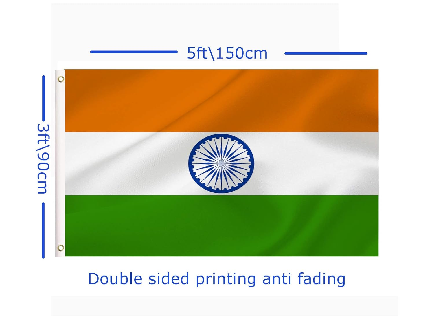 LARGE Hindi Indian Flag, 3X5Ft India Flags Banner for Indoor Outdoor Decoration of Canada Yards.Parade or Express Mood image number 2