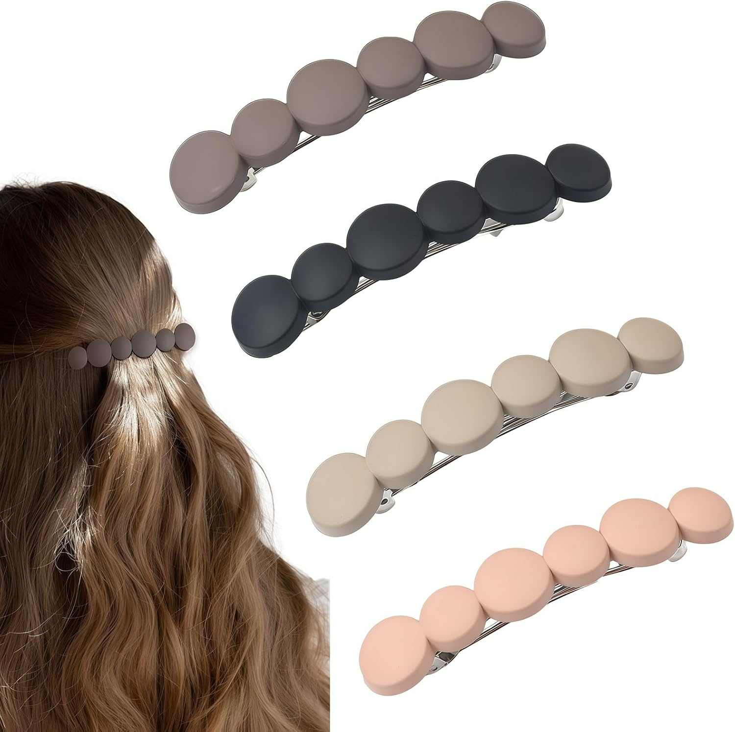 SSKHE 4 Pieces Stylish and Elegant Spring Hair Clip, French Vintage Design, Hair Accessories, Side Clip, Automatic Hair Clip, Small Hairpin Set for Women and Girls image number 5