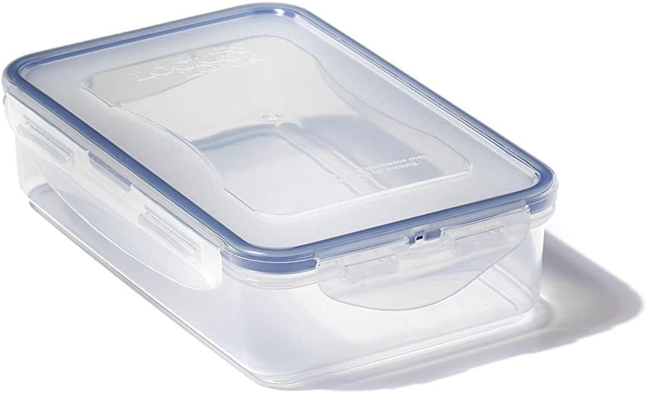 Lock & Lock Classic Rectangle Short Food Container, Clear/Blue Seal, 70062