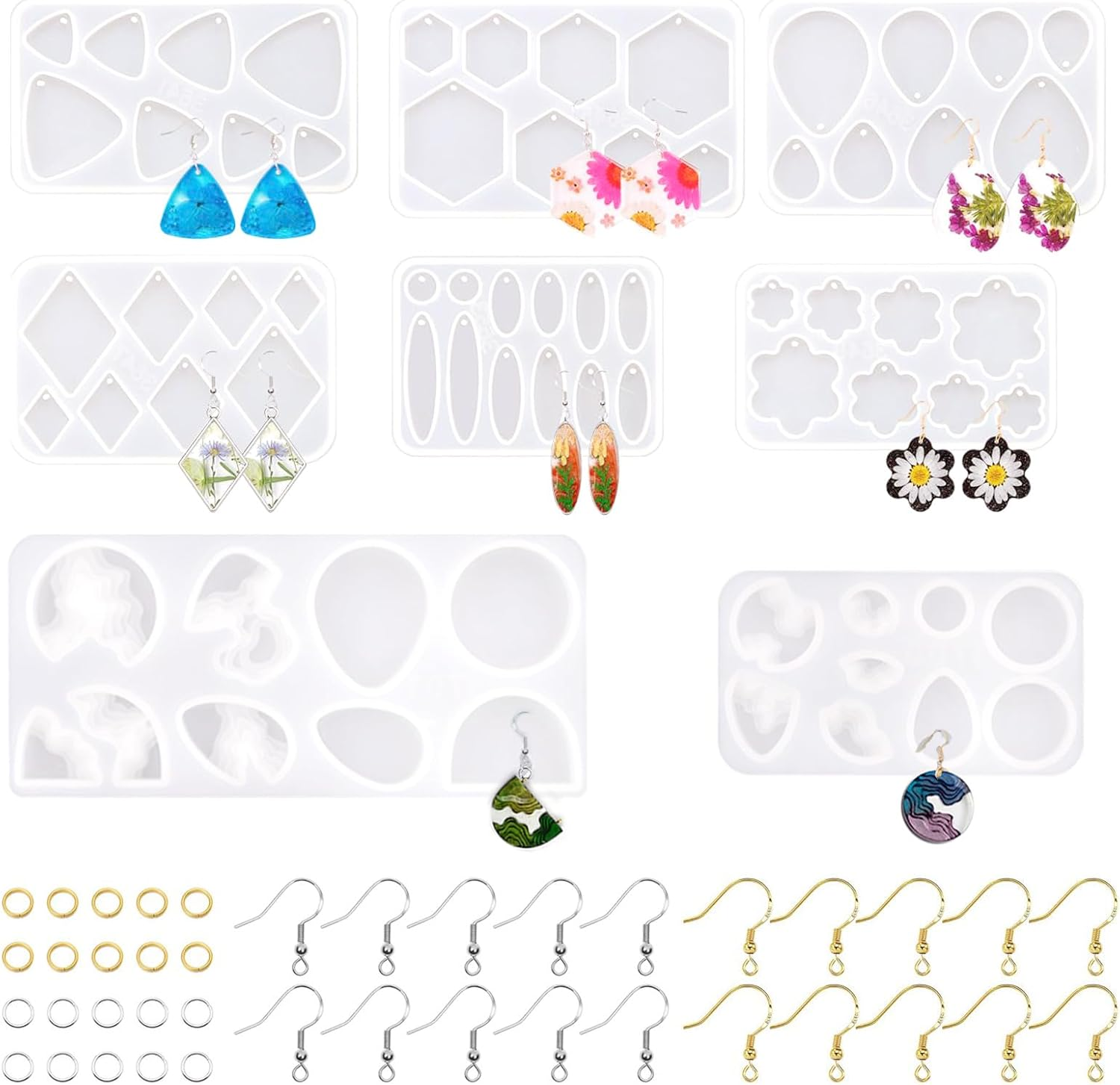 Resin Jewelry Molds, Jewelry Molds for Resin Casting, Silicone Molds for Epoxy Resin, Pendant Mold for DIY Gem Cabochon Pendant, Earring, Necklace Jewelry Making image number 4