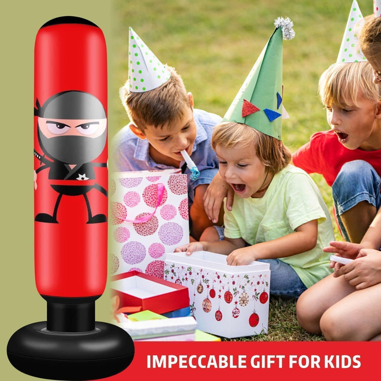 Inflatable Punching Bag,160Cm Inflatable Kids Punching Bag Karate Gifts for Boys and Girls, Boxing Bag for Immediate Bounce Back for Practicing Karate, Taekwondo, and to Relieve Pent up Energy image number 5
