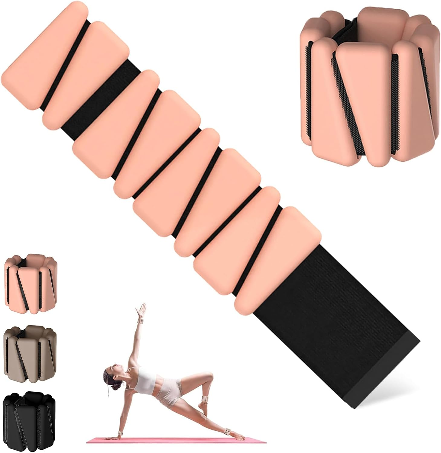 AIMANWEI Pilates Wrist Ankle Weights for Women,Set of 2(1 Lb/2 Lb Each) Adjustable Weights Training Intensity for Yoga, Dance, Pilates, Pool Exercises and Jogging for Women Men