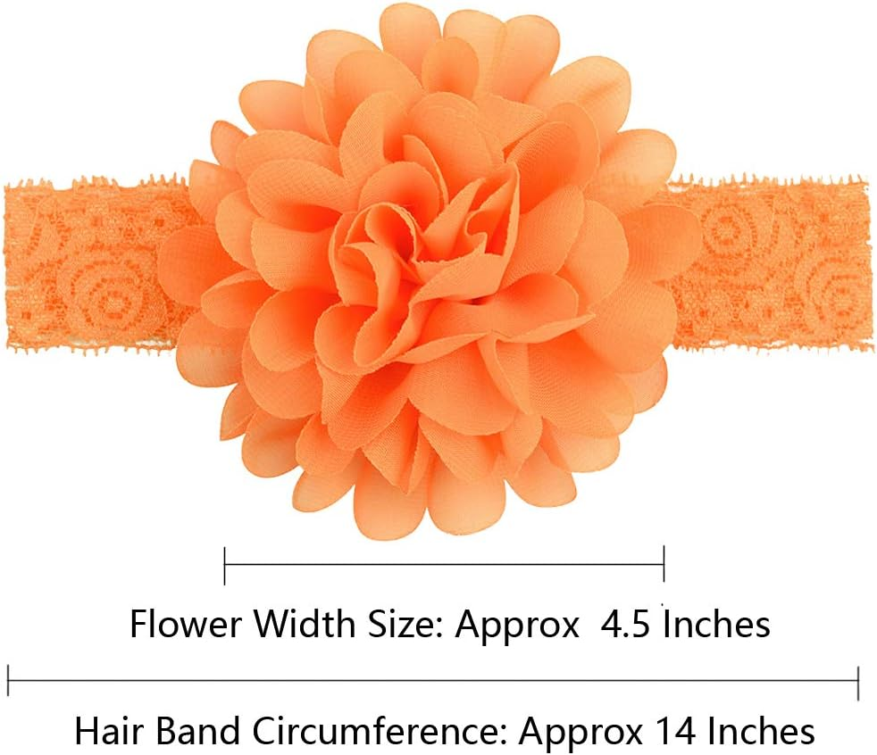 Willingtee 20Pcs Baby Girls Headbands Chiffon Flower Lace Band Hair Accessories for Baby Girls Newborns Infants Toddlers