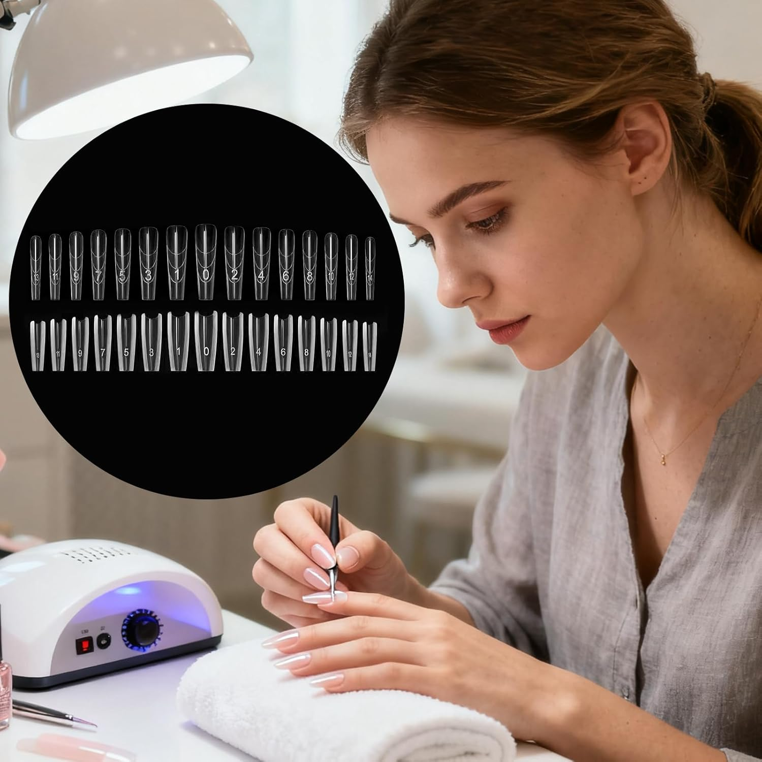 Gel Nail Forms,Fingernails Crafting Sandwich-Structure - French Nail Forms for Gel | for Beginners Professionals Women Girlfriend Everyday Wear Home Salon image number 1