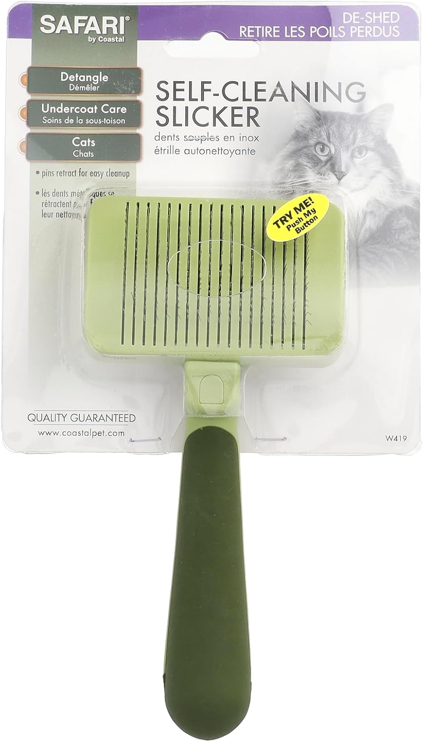 Coastal Pet Safari Self-Cleaning Slicker Brush for Cats image number 4