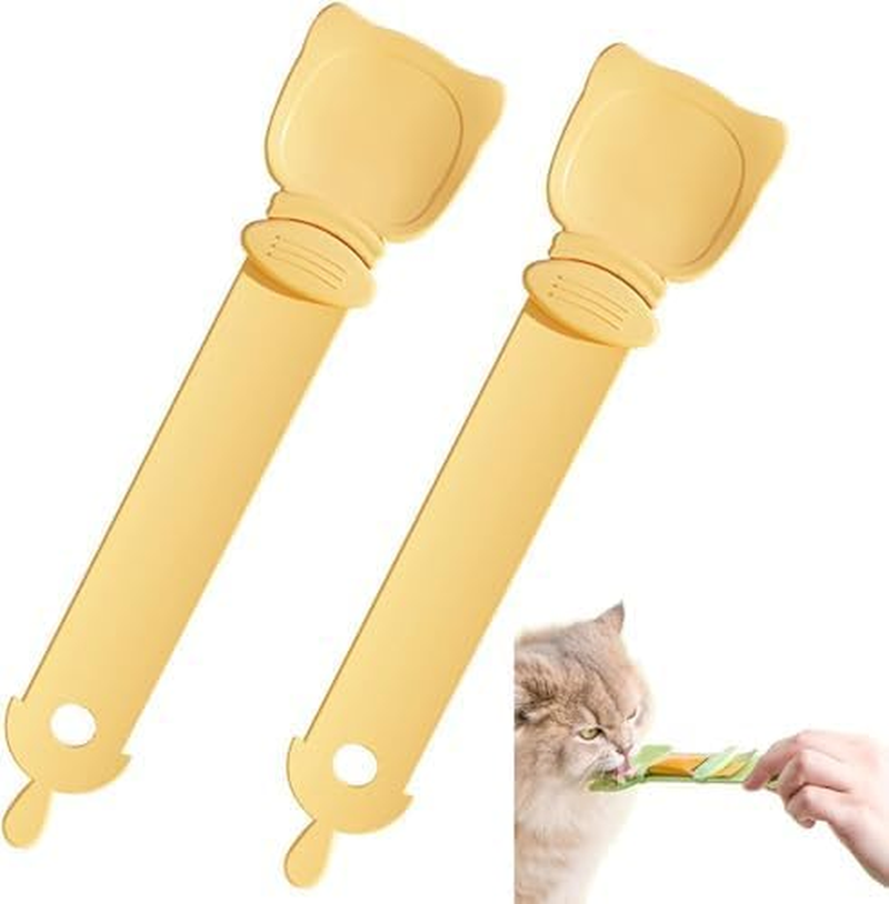 2 X Yellow Cat Strips, Squeeze Spoon, Feeder Cat Strip, Pet Feeder, Cat Food Spoon, Flexible Pet Spoon, Multifunctional Cat Snack Spoon for Pets, Bowls, Drinkers and Accessories image number 4