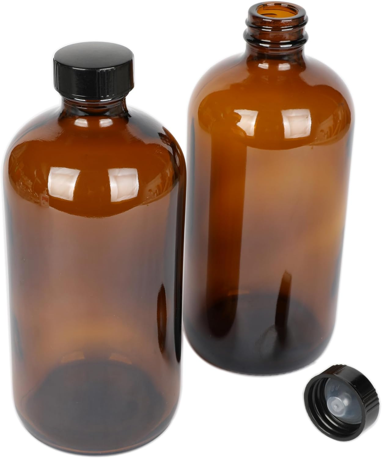Magic Season Boston round Glass Bottles (Amber / 480 Ml with Caps / 2 Pcs) image number 3