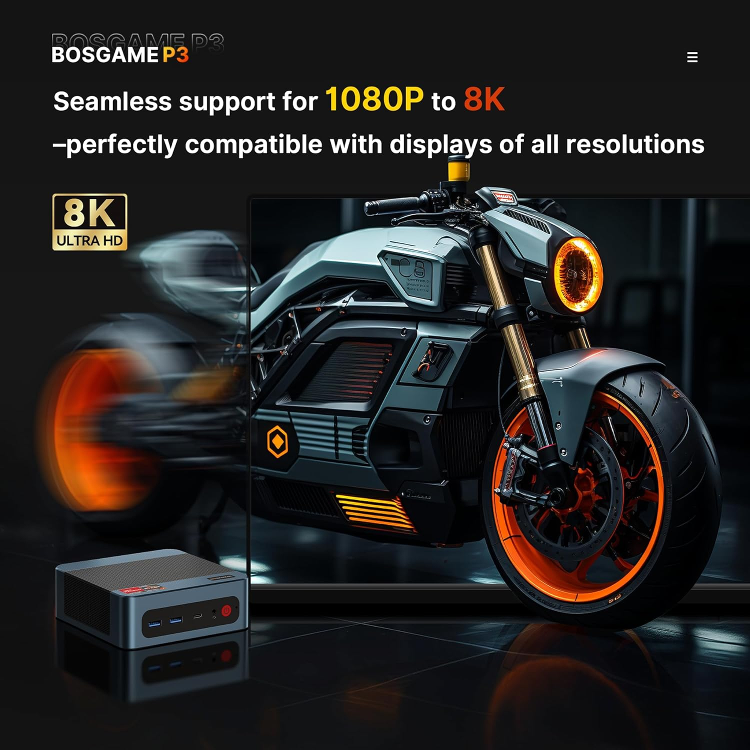 Mini PC Ryzen 7 6800H (Up to 4.7Ghz, 8C/16T) BOSGAME P3 Mini Desktop Computers DDR5 32GB RAM 1TB M.2 Nvme Pcie 4.0 SSD, Mini PC Windows 11 Pro Dual 2.5G RJ45 LAN, USB-C 4.0 Wifi 6E USB 3.2 Gen2