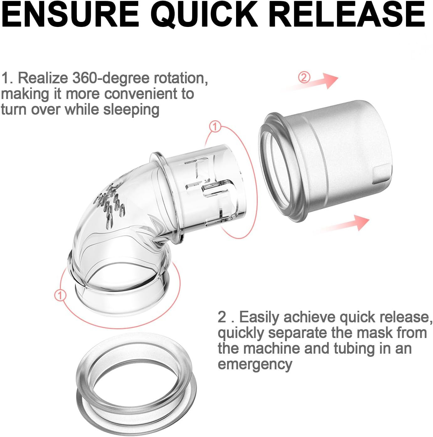 2 Packs Replacement Elbow/Swivel Compatible with Dreamwear and Dreamwisp,Tubing Quick-Release Elbow & Prevent Air Leakage,Great-Value Supplies by Airsmart image number 2