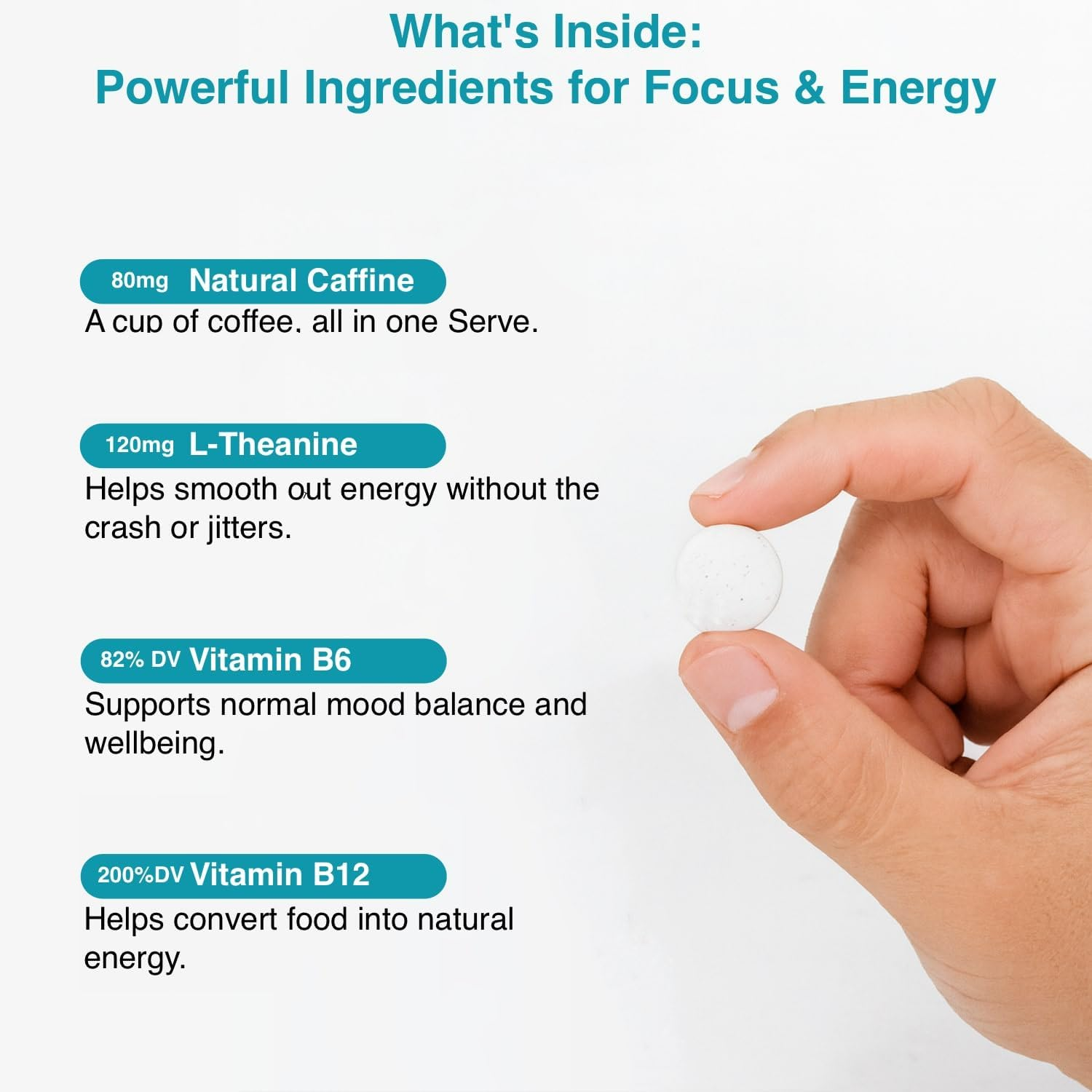 Glowbelly Energy Focus Mints, Natural Peppermint Flavour with Caffeine, L-Theanine & B-Vitamins 90 Pieces Sugar Free Breath Mints image number 2