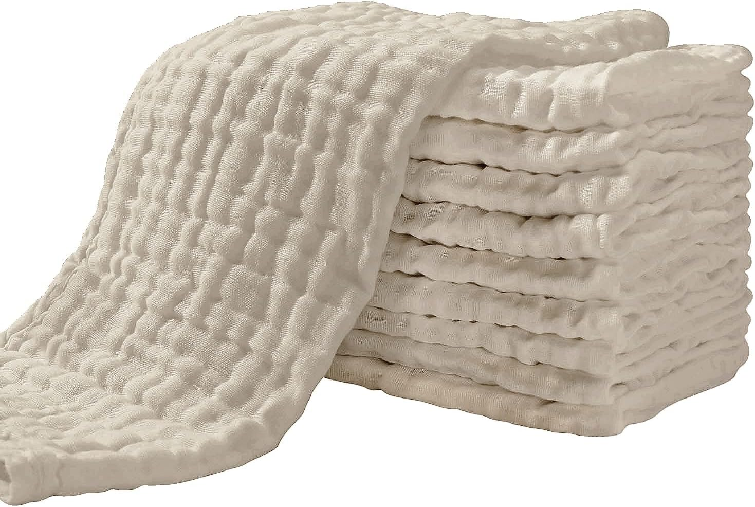 Yoofoss Muslin Burp Cloths for Baby 10 Pack 100% Cotton Baby Washcloths for Boys Girls Large 20 Feet 'X10 Inches Super Soft and Absorbent Dark Blue