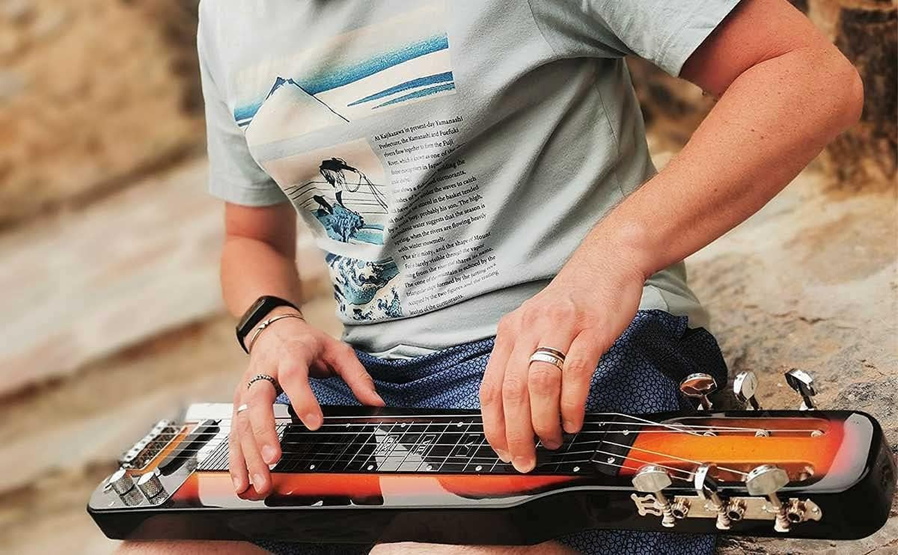 Batking Lap Steel Guitar 6 String Slotted Head Stock Electric Slide Guitars with Gigbag Sunbrust image number 1