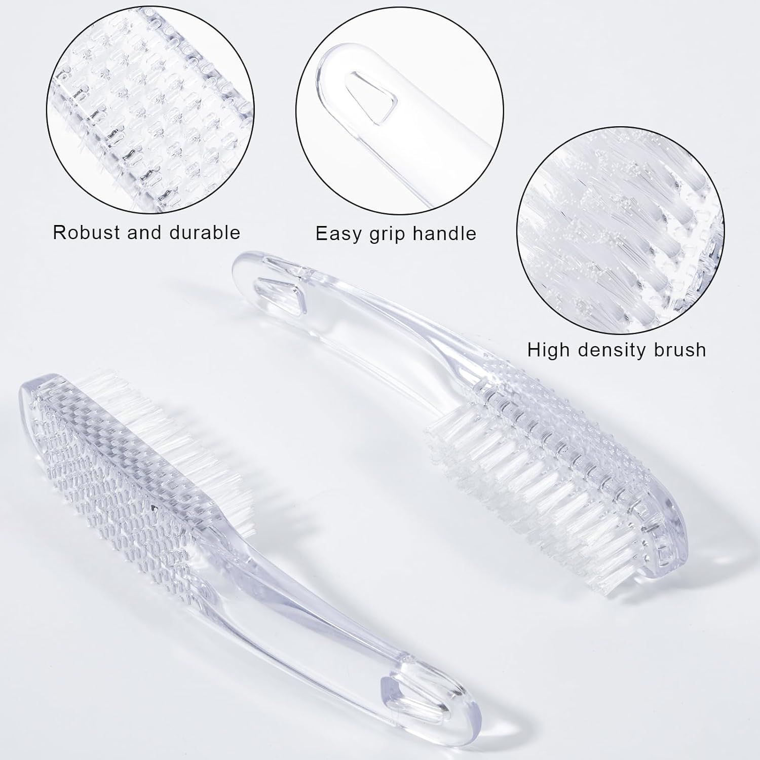 Yebeauty Nail Brush for Cleaning Fingernails Clear, 2 Pack Fingernail Brush Hand Scrub Cleaning Nail Brushes with Case Plastic Hand Finger Toes Scrubbing Brush, Pedicure Nail Scrubber