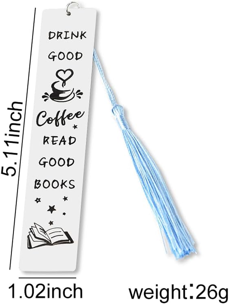 Book Coffee Lover Gifts Bookmarks for Women Men Bookmarks for Book Coffee Lovers Bday Christmas Gifts for Friends Students Coworkers Bookworm Readers Graduation Retirement Gifts Bookmark with Tassel image number 3