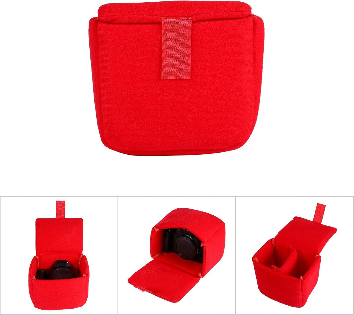 Camera Bag Insert, Portable Camera Padded Pouch Liner Pad Shockproof Waterproof Organizer Storage Case Protection Digital Protective Accessory for Travel DSLR Photographing Photographer Beginner Small - Red image number 2