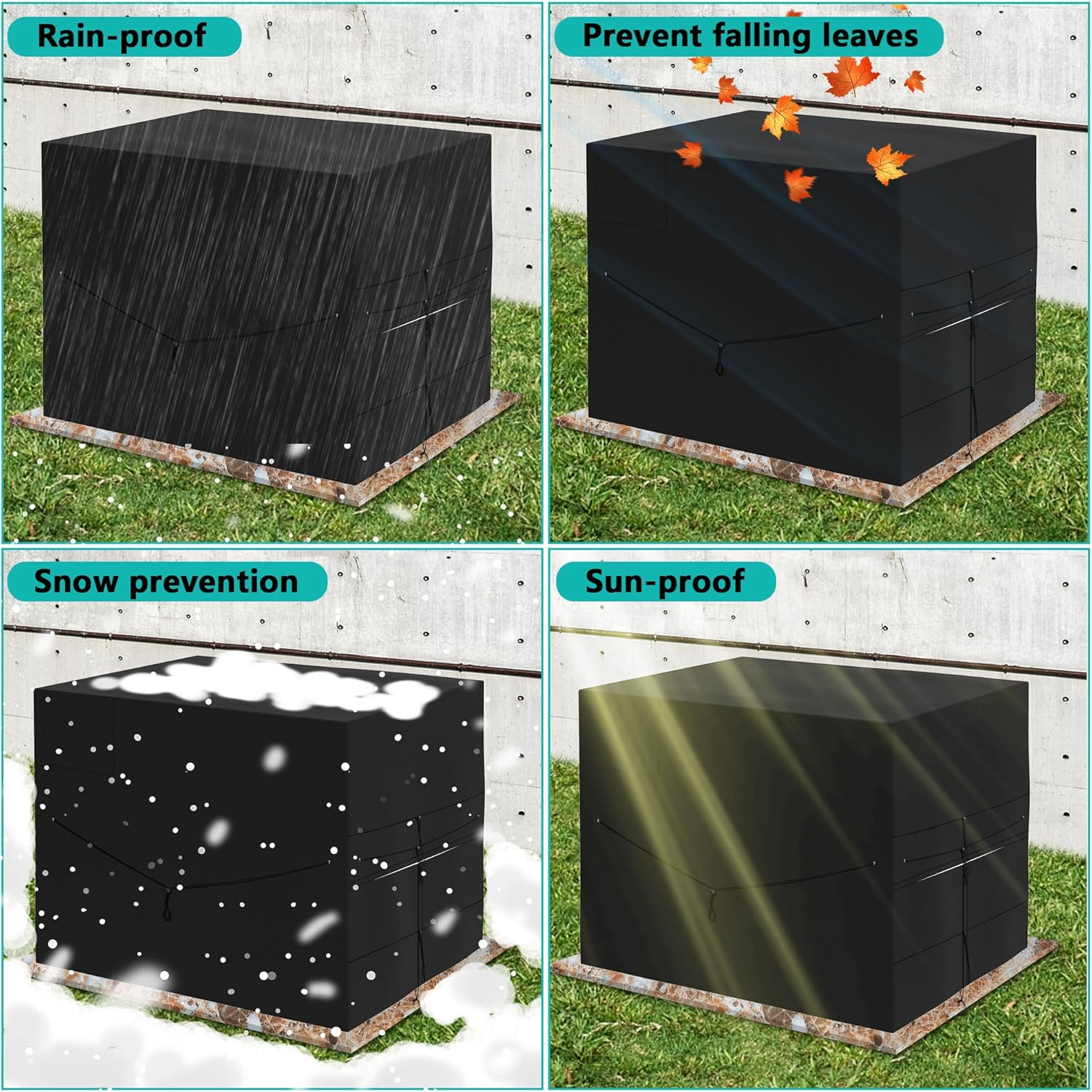 Adnee Pool Heat Pump Cover - 39.7" X 33.8" X 30.7" Waterproof Pool Equipment Cover for Winter- Adjustable Pool Heater Winter Cover for outside Units image number 2