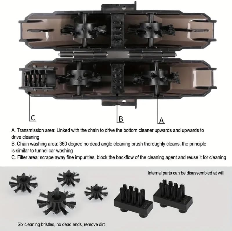 AIMALL Bicycle Chain Cleaner Tool Box Set &ndash; 360&deg; Cleaning Brushes with Magnetic Bottom, Multifunctional Chain Maintenance Tool for Mountain & Road Bikes image number 2