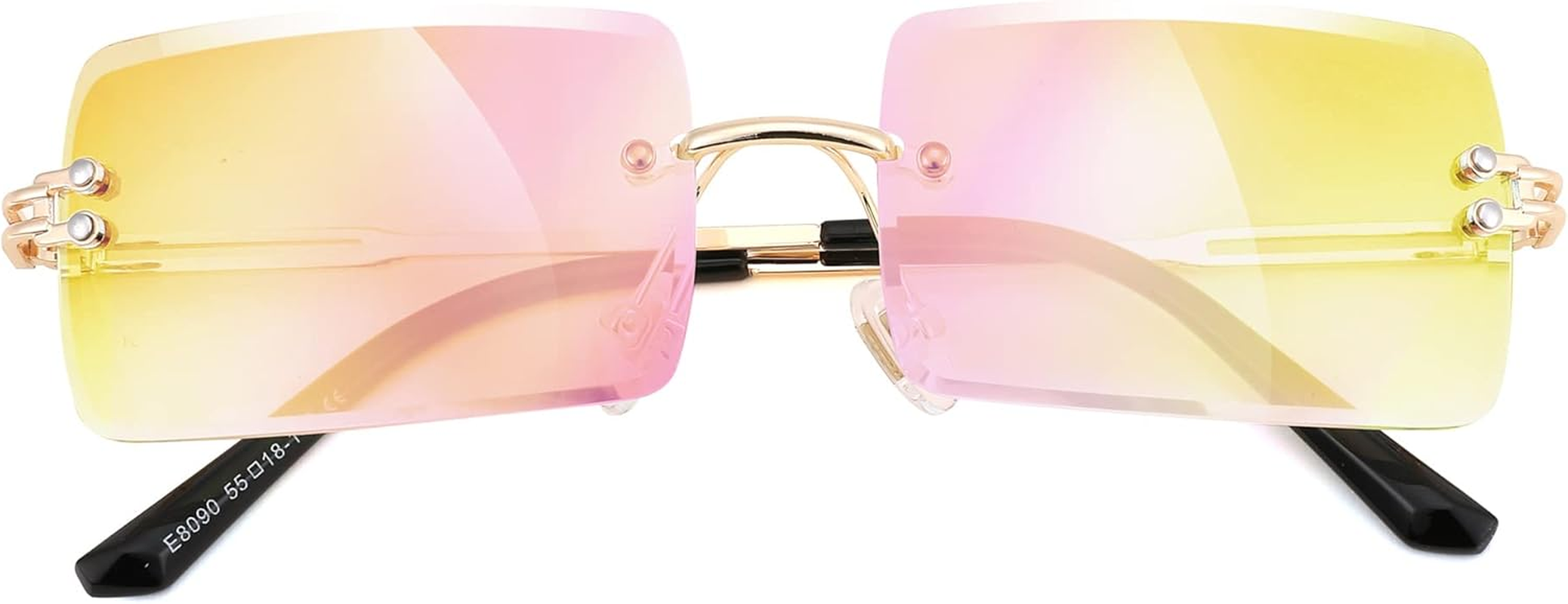 FEISEDY Vintage Rimless Sunglasses for Women Candy Color Sun Glasses UV400 Protection Rectangle Frameless B2642 image number 4