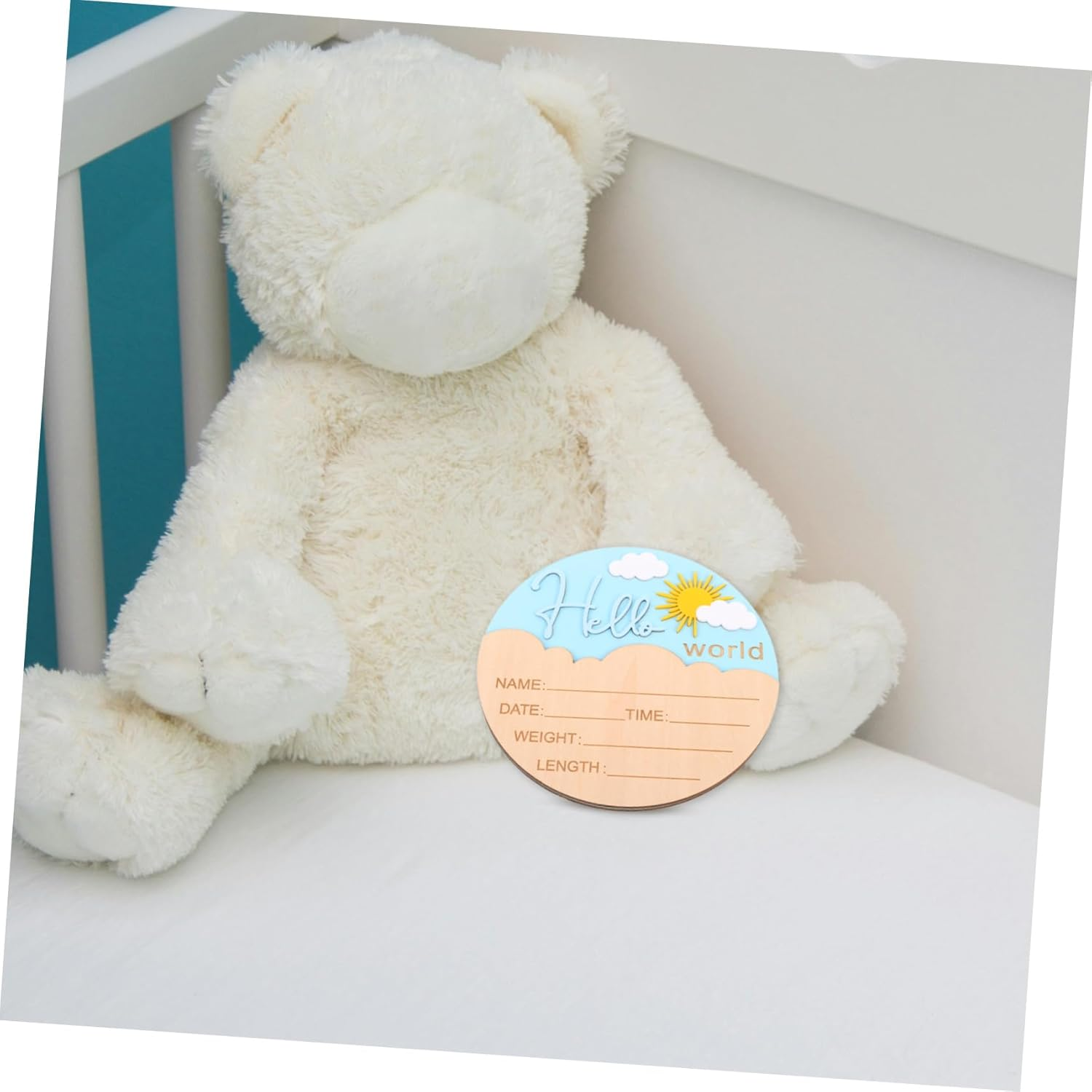 GALPADA Wooden Newborn Announcement Sign for Boys and Durable Photo Prop Plaque for Shower and Nursery Gender Neutral Birth Name Keepsake Compact Lightweight Design