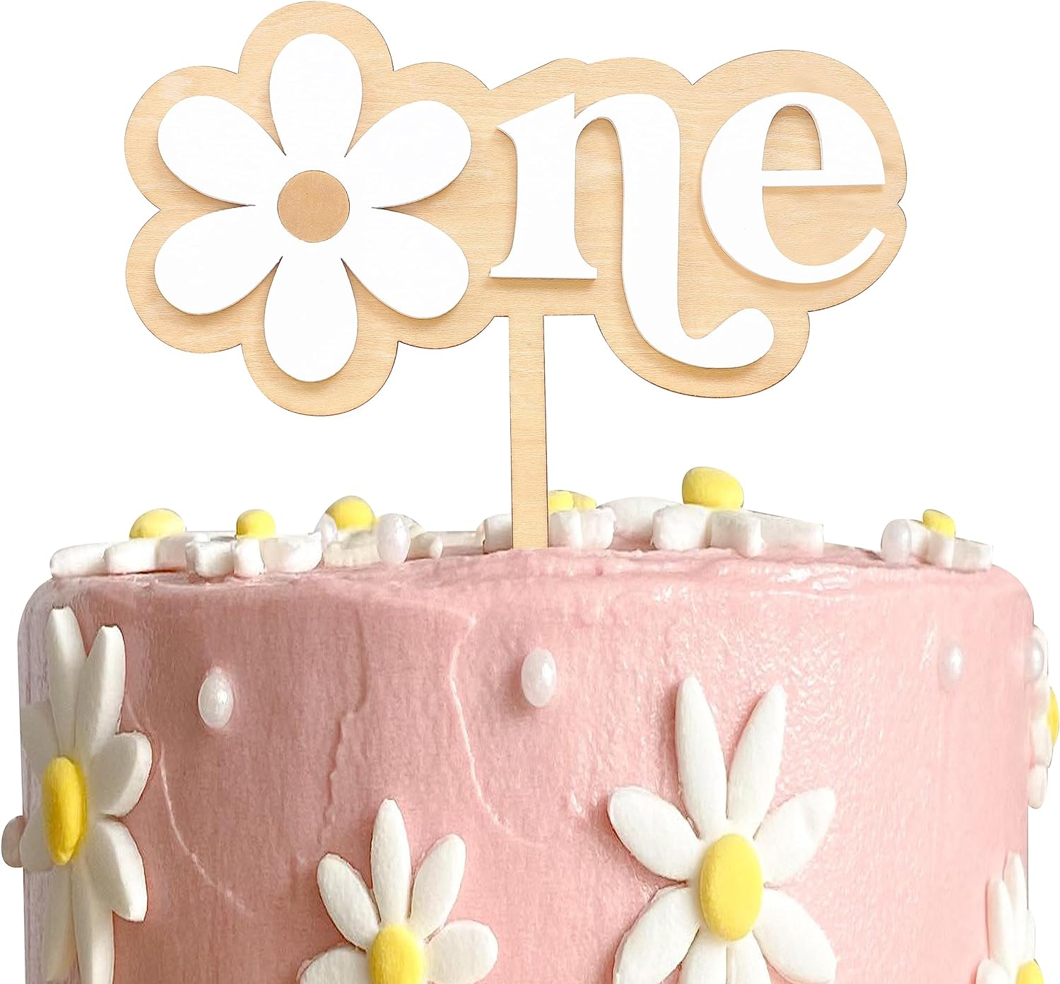 Daisy Cake Topper for 1St Birthday - First Birthday Cake Decoration, Retro Groovy Boho Daisy, Daisy Birthday Party Decor, Best Flower Cake Topper for Baby(Daisy One Cake Topper) image number 2