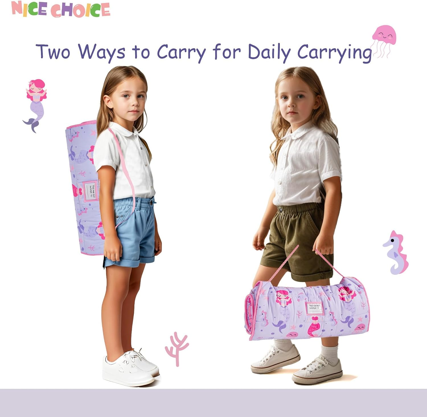 Toddler Nap Mat with Pillow and Blanket, Extra Large Rolled Napping Mats,Slumber Bags for Boys Girls,Kids Sleeping Bag for Daycare, Preschool Travel Camping image number 5