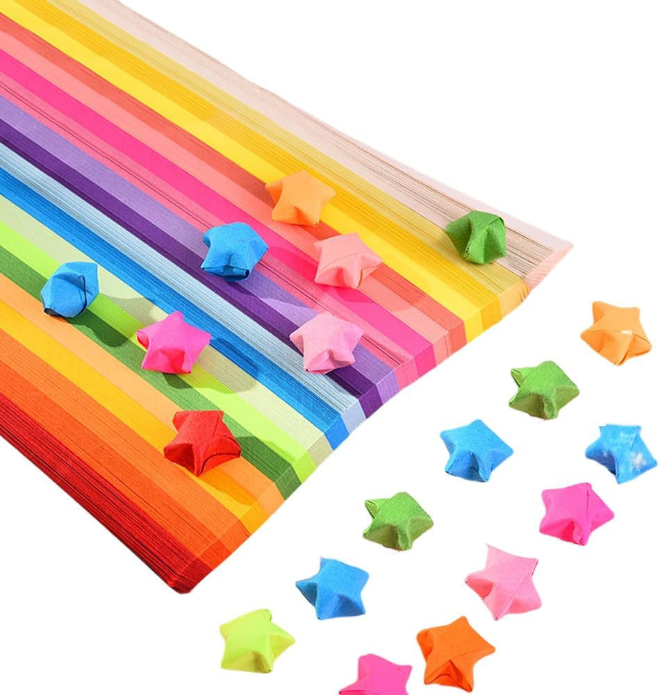 1000 Sheets Star Origami Paper Craft Assortment Color Star Strip Paper Folding Origami Lucky Star Strip Paper Handmade Origami Paper