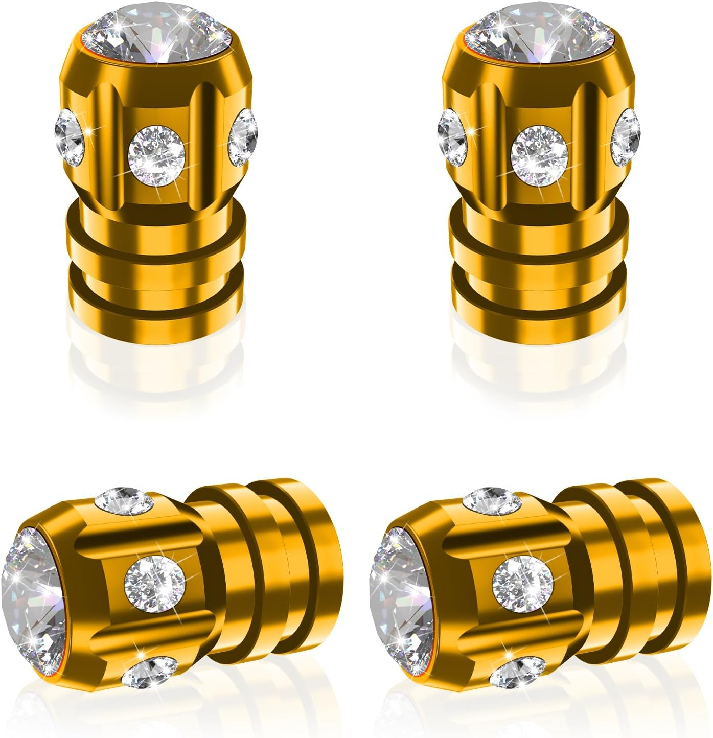 QUARKACE Tire Valve Caps, Bling Valve Stem Caps with Sparkly Rhinestones, Tire Caps 4 Pack for Cars Suvs Trucks Motorcycles Bikes, Anti-Fading Coating, Corrosion Resistant, Air Leakproof - Black