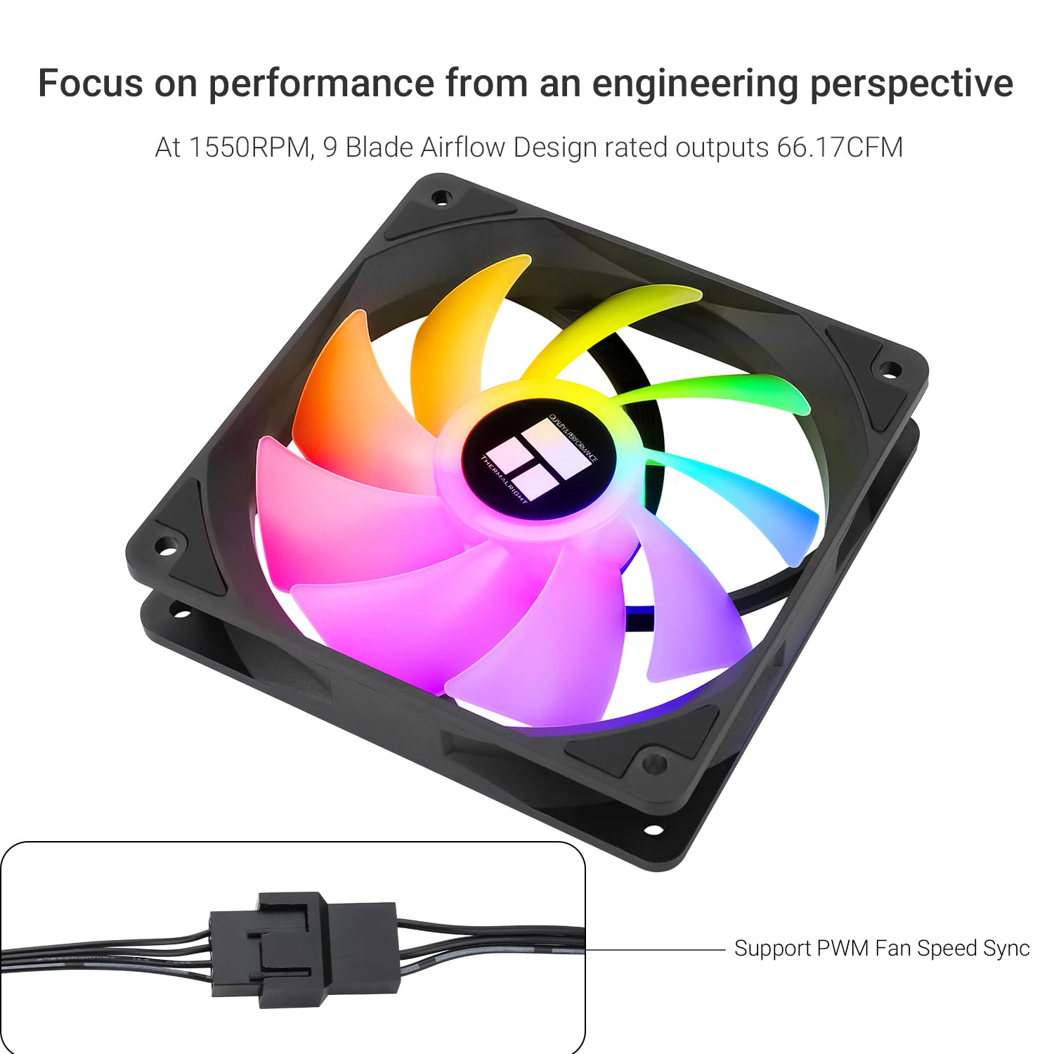 Thermalright TL-C12C-S X5 CPU Air Fan, 120Mm ARGB Case Cooler, PWM Silent Computer Fan with S-FDB Bearing, up to 1550RPM Speed Cooling,Pc Cooling Fan,5-Packs image number 1