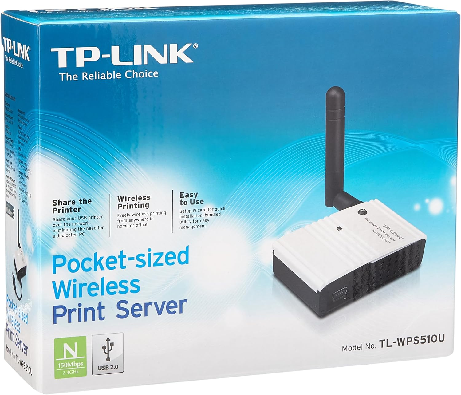 Tp-Link TL-WPS510U 150Mbps Wireless Print Server, USB 2.0, Detachable Antenna image number 1