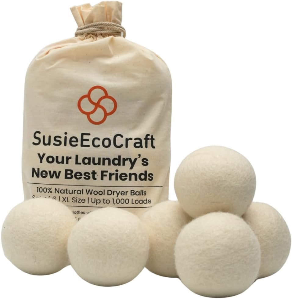 Wool Dryer Balls XL (6 Pack, 7.5 Cm, Natural Gray) &ndash; 100% New Zealand Wool, Handmade in Nepal &ndash; Reusable, Eco-Friendly, Chemical-Free Fabric Softener Alternative for Laundry, 1000+ Loads