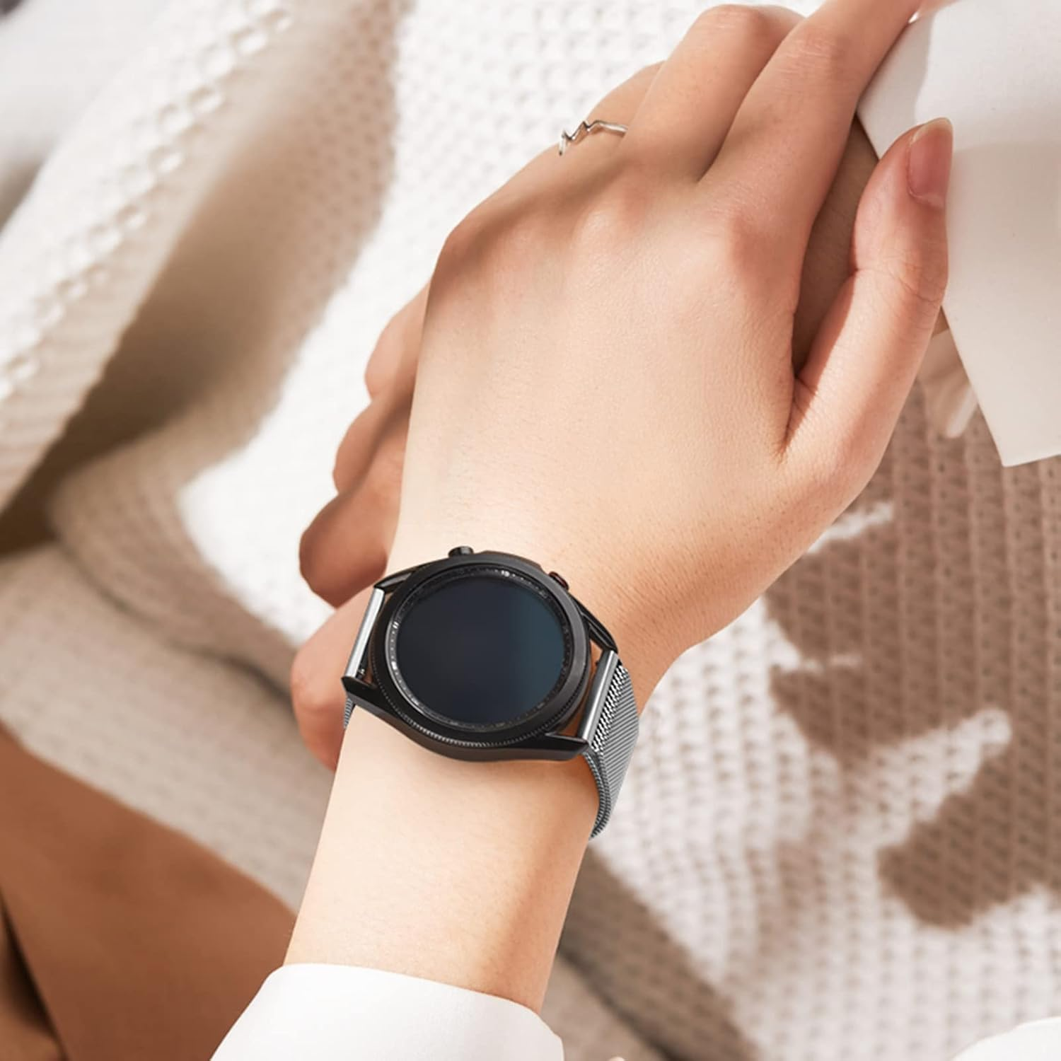 Metal Stainless Steel Loop Quick Release 20Mm 22Mm for Men Women, Adjustable Comfortable Magnetic Milanese Mesh Replacement Strap for Smart Watch Sport Watch image number 2