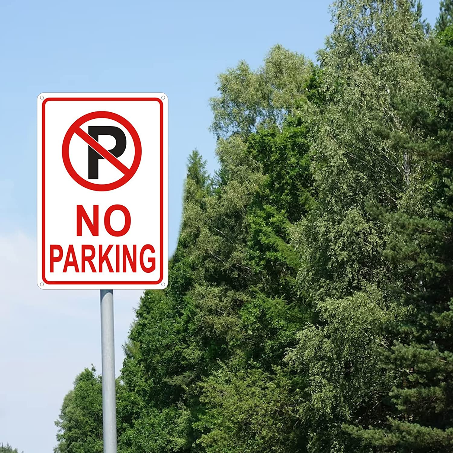 2PCS 12 X 8 Inches No Parking Reflective Sign with Symbol Sign, 40 Rust Free Aluminum, UV Protected, Weather Resistant, Waterproof, Durable Ink, Easy to Mount image number 3