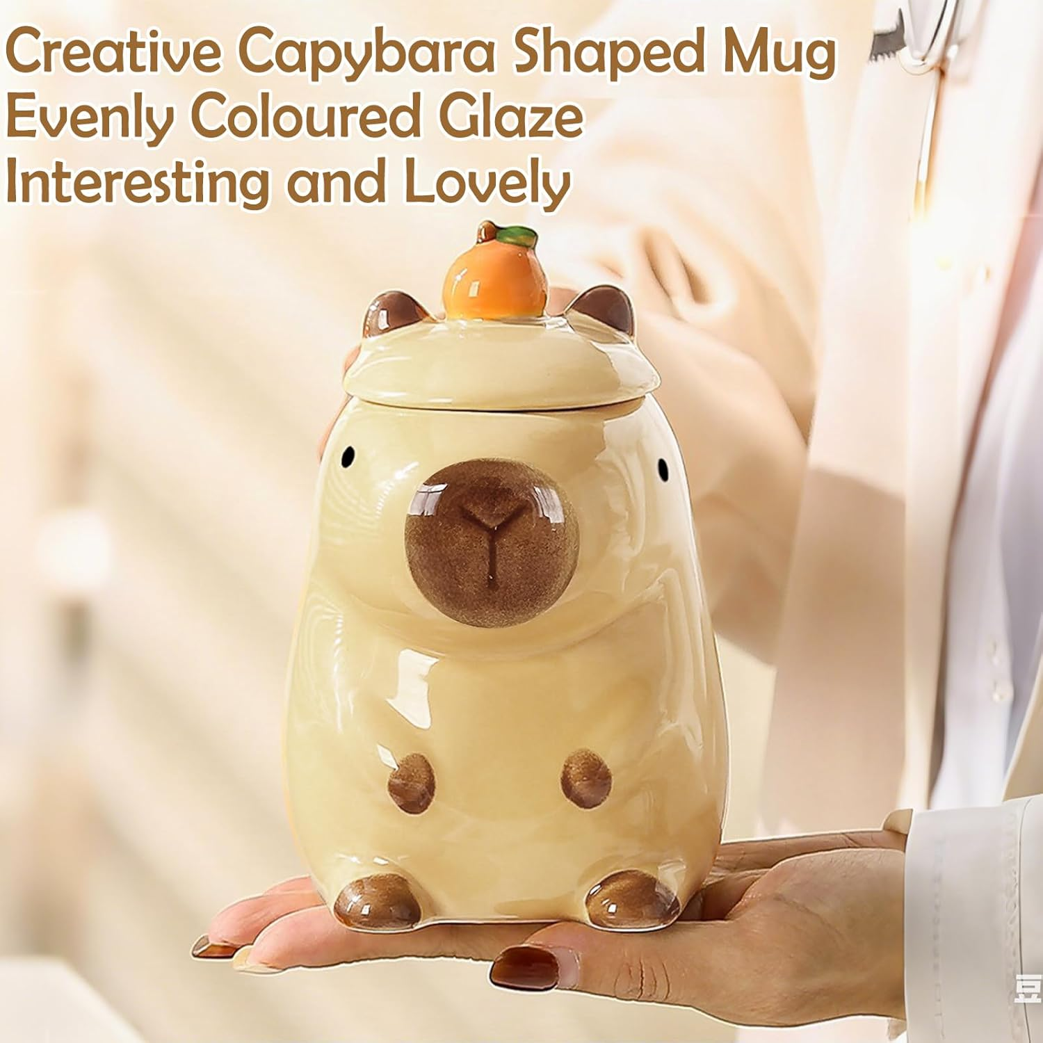 Gifts for Women Funny Capybara Coffee Mugs Birthday Gifts for Women Her Girls Kawaii Tea Cup Best Friend Christmas Daughter Graduation Gift Ceramic Autumn Mug with Lid Cute Capybara Stuff Decor image number 5