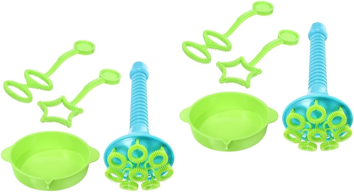 2 Sets Trumpet Bubble Blower Spike: Mess Away Botanical Bubbles and Dipping Tray Manual Maker Summer Outdoor Blowing image number 6